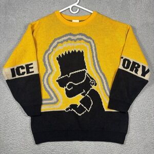 ERA Sweater Mens XXL Yellow Bart Simpson ICE History Vintage 90s Graphic Knit